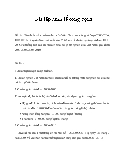 Tìm hiểu về chuẩn nghèo của VN qua các giai đoạn 2000-2006, 2006-2010 và quyết định mới nhất của VN về chuẩn nghèo 2010-2015. Hệ thống hoá các chính sách xoá đói giảm nghèo của VN gđ 2000-2006, 2006-2010 <kinh tế công cộng>