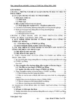 Tình hình đầu tư phát triển của Công ty TNHH Lạc Hồng