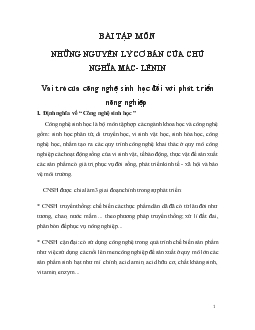 Vai trò của công nghệ sinh học đối với phát triển nông nghiệp