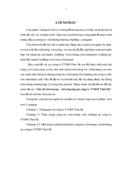 Vấn đề tiền lương - Tiền thưởng tại Công ty TNHH Thái Hà