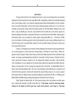 Vận dụng một số phương pháp thống kê để phân tích kết quả sản xuất kinh doanh của Công ty Thương mại Thuốc lá thuộc Tổng Công ty Thuốc lá VN