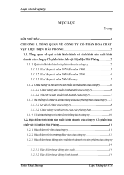 Vận dụng một số phương pháp thống kê phân tích hiệu quả sử dụng lao động của Công ty cổ phần hoá chất vật liệu điện Hải Phòng