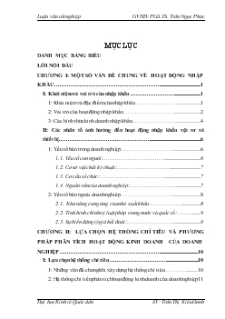 Vận dụng một số phương pháp thống kê phân tích tình hình hoạt động kinh doanh nhập khẩu vật tư thiết bị máy móc của Công ty cổ phần vật tư XNK MASIMEX