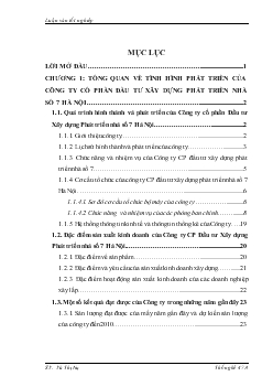 Vận dụng một số phương pháp thống kê phân tích tình hình sử dụng lao động của Công ty cổ phần đầu tư xây dựng phát triển nhà số 7 Hà Nội