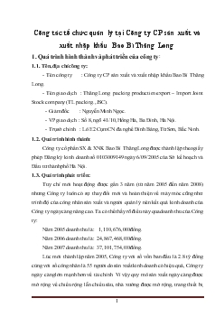 Báo cáo Thực tập tại Công ty cổ phần sản xuất và XNK Bao Bì Thăng Long