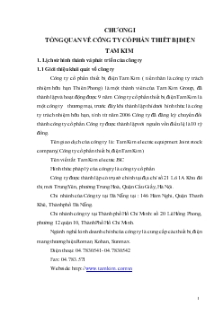 Báo cáo Thực tập tại Công ty cổ phần thiết bị điện Tam Kim