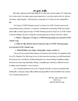 Báo cáo Thực tập tại Công ty TNHH Thương mại du lịch vận tải và XNK Thanh Long