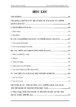 Chính sách lãi suất và tác động của chính sách lãi suất đến nền kinh tế thị trường giai đoạn từ năm 2000 đến nay tại Việt Nam