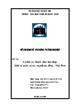 Cơ hội và thách thức hội nhập kinh tế quốc tế của ngành mía đường Việt Nam