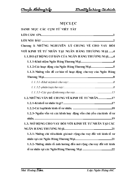 Giải pháp mở rộng cho vay đối với kinh tế tư nhân tại chi nhánh Ngân hàng thương mại cổ phần Công Thương (VietinBank) tỉnh thanh hoá
