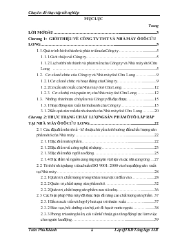 Giải pháp nâng cao chất lượng ô tô Cửu Long tại nhà máy sản xuất và lắp ráp ô tô - Công ty TM và sản xuất vật tư thiết bị giao thông vận tải (TMT)