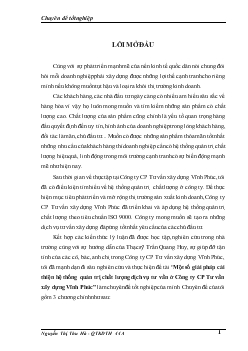 Một số giải pháp cải thiện hệ thống quản trị chất lượng dịch vụ tư vấn ở Công ty cổ phần Tư vấn xây dựng Vĩnh Phúc
