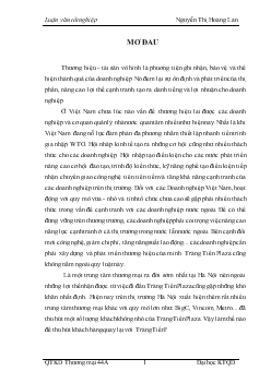 Một số giải pháp xây dựng và phát triển thương hiệu Tràng Tiền Plaza tại Công ty TNHH Đầu tư thương mại Tràng Tiền