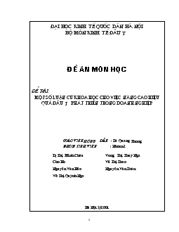 Một số luận cứ khoa học cho việc nâng cao hiệu quả đầu tư phát triển trong Doanh nghiệp