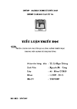 Nhân cách con người qua lăng kính triết học trong nền kinh tế thị trường