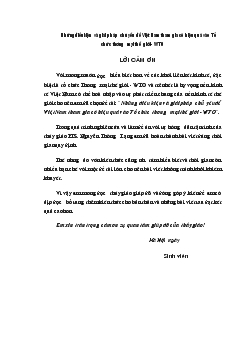 Những điều kiện và giải pháp chủ yếu để Việt Nam tham gia có hiệu quả vào tổ chức Thương mại thế giới WTO