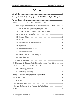 Phân tích nợ xấu, để giảm thiểu rủi ro trong tín dụng của Chi nhánh Ngân hàng thương mại cổ phần Công Thương (VietinBank) Hoàn Kiếm