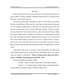 Phân tích thống kê hoạt động xuất khẩu ở Công ty TNHH Đại Hưng Thịnh giai đoạn1998 - 2007