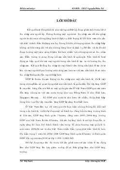 Phương pháp hồi quy ứng dụng trong phân tích các nhân tố tác động đến tổng sản phẩm trong nước của Việt Nam