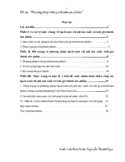 Phương pháp tính giá thành sản phẩm