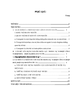Quan điểm của triết học Mác-Lênin về con người và vấn đề xây dựng nguồn nhân lực trong sự nghiệp CNH-HĐH ở nước ta hiện nay