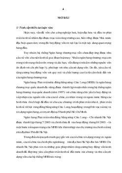 Tăng cường huy động vốn tại ngân hàng NHPT Nhà Đồng bằng sông Cửu Long (MHB) - Chi nhánh Hà Nội