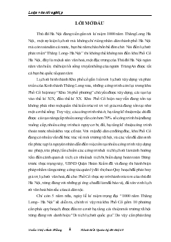 Thực trạng và giải pháp tăng cường công tác quản lý đô thị nhằm bảo tồn tôn tạo và phát huy giá trị lịch sử, văn hoá phố Cổ Hà Nội