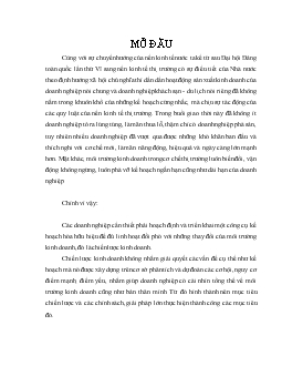 Thực trạng và ý kiến đề xuất nhằm hoàn thiện công tác hoạch định chiến lược kinh doanh ở khách sạn hoà Bình