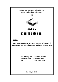 Vai trò kinh tế của Nhà nước trong nền kinh tế thị trường có sự quản lý của Nhà nước ở Việt Nam