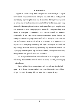 Vận dụng Marketing hỗn hợp nhằm thu hút thị trường khách Pháp của trung tâm du lịch quốc tế và du học NATOURCO