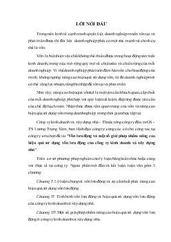 Vốn lưu động và một số giải pháp nhằm nâng cao hiệu quả sử dụng Vốn lưu động của Công ty kinh doanh và xây dựng nhà