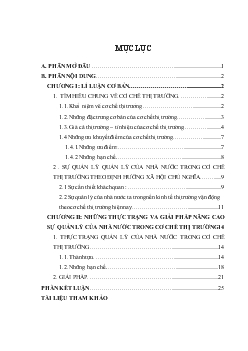 Xây dựng cơ chế thị trường có sự quản lý của nhà nước trong nền kinh tế thị trường định hướng XHCN ở nước ta