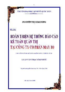 Báo cáo Hoàn thiện hệ thống kế toán quản trị tại Công ty cổ phần may 10 - Garco10