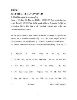 Báo cáo Sàn giao dịch tại Công ty cổ phần Bất động sản Thế kỷ - CENTURY <Báo cáo bất động sản>