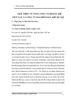 Báo cáo Thực tập tại Công ty Bảo hiểm dầu khí Hà Nội
