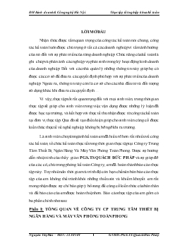 Báo cáo Thực tập tại Công ty Trung tâm thiết bị Ngân hàng và Máy văn phòng Toàn Phong