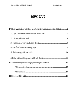 Báo cáo Thực tập tại khách sạn Kim Liên