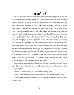 Báo cáo Thực tập tại Ngân hàng thương mại cổ phần Ngoại thương Việt Nam (Vietcombank) - Chi nhánh Thăng Long