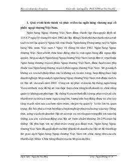 Báo cáo Thực tập tại Ngân hàng thương mại cổ phần Ngoại thương Việt Nam
