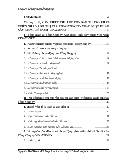 Các giải pháp thu hút vốn đầu tư vào phát triển nhà và đô thị của Tổng Công ty XNK Việt Nam VINACONEX