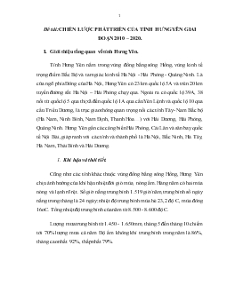 Chiến lược phát triển của tỉnh Hưng Yên giai đoạn 2010-2020