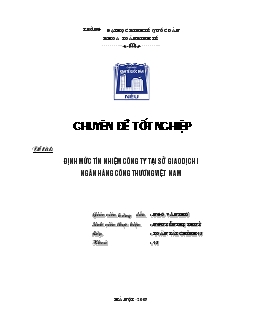 Định mức tín nhiệm Công ty tại Sở Giao dịch 1 Ngân hàng thương mại cổ phần Công Thương (VietinBank) Việt Nam