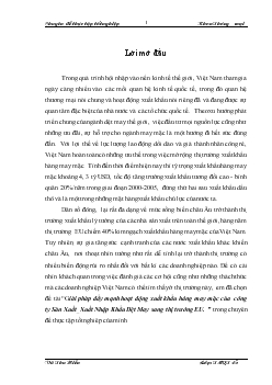 Giải pháp đẩy mạnh hoạt động xuất khẩu hàng may mặc của Công ty Sản Xuất - XNK Dệt May sang thị trường EU
