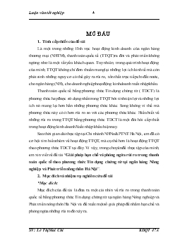 Giải pháp hạn chế và phòng ngừa rủi ro trong thanh toán quốc tế theo phương thức Tín dụng chứng từ tại Ngân hàng nông nghiệp và phát triển nông thôn (AgriBank) Hà Nội