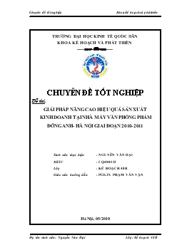 Giải pháp nâng cao hiệu quả sản xuất kinh doanh tại nhà máy văn phòng phẩm Đông Anh - Hà Nội giai đoạn 2010 - 2011