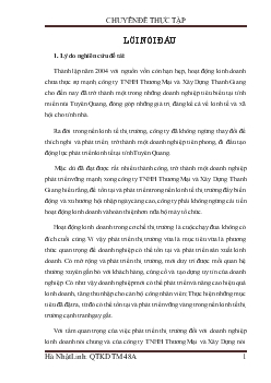 Giải pháp phát triển thị trường tiêu thụ sản phẩm gỗ nguyên liệu của Công ty TNHH Thương Mại và Xây Dựng Thanh Giang