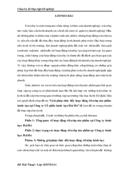 Giải pháp thúc đẩy hoạt động tiêu thụ sản phẩm bánh kẹo tại Công ty cổ phần bánh kẹo Hải Hà