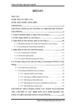 Hạch toán doanh thu, chi phí và xác định kết quả kinh doanh tại Công ty Liên doanh TOYOTA Giải Phóng (nhật ký chung - Ko lý luận)