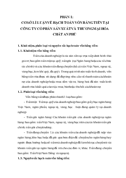 Hạch toán vốn bằng tiền tại Công ty cổ phần sản xuất và thương mại hoá chất An Phú