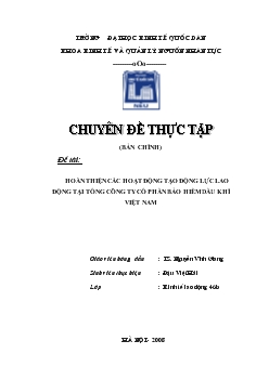 Hoàn thiện các hoạt động tạo động lực lao động tại tổng Công ty cổ phần bảo hiểm dầu khí Việt Nam